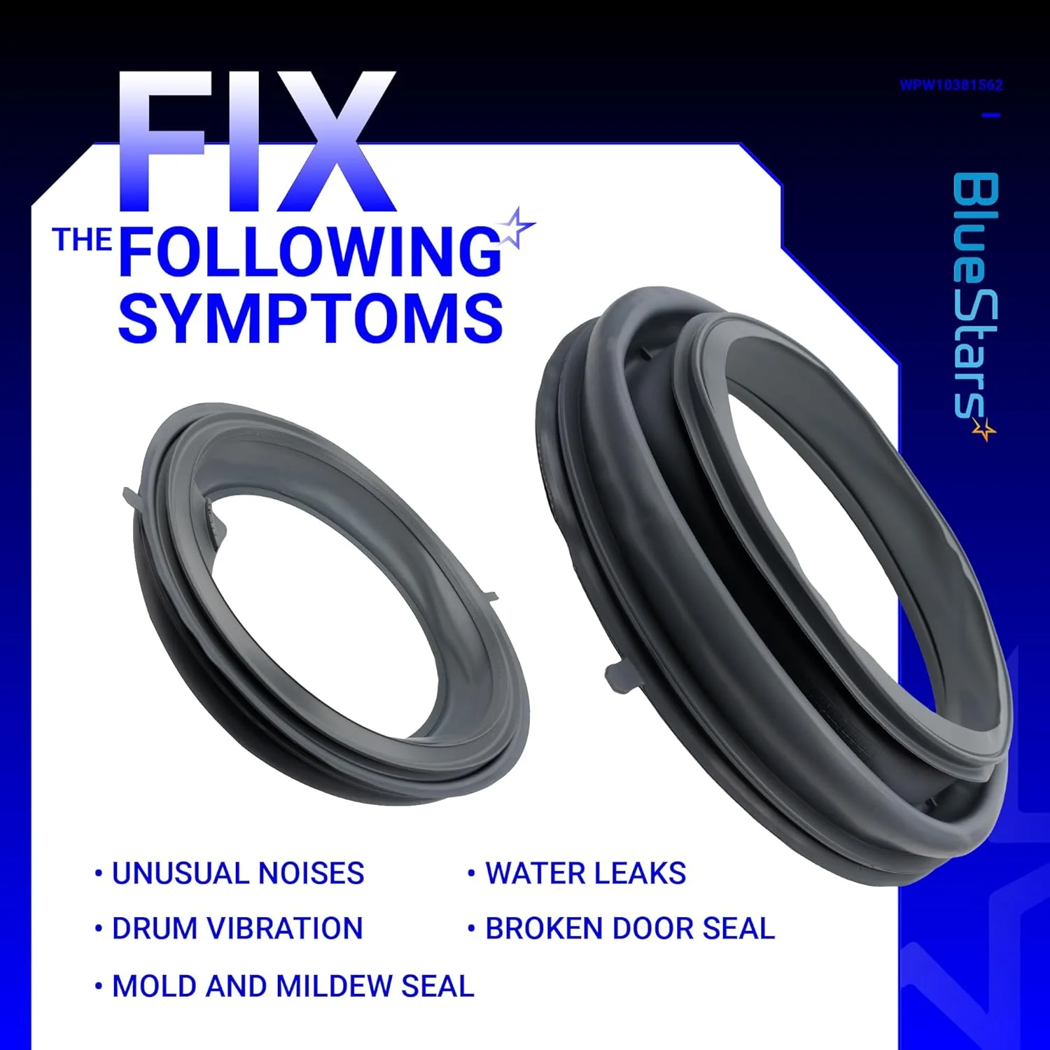WPW10381562 W10290499 Washer Door Boot Seal for Maytag Whirlpool Front Load Washer - Image 5